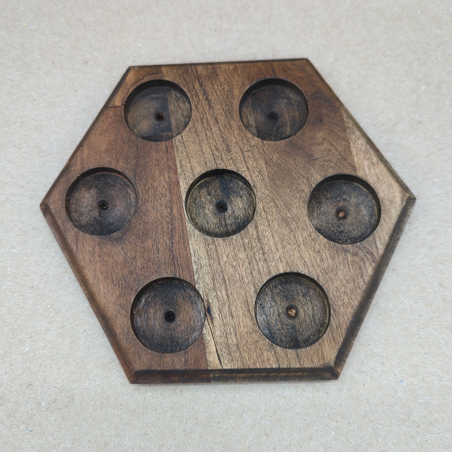 Espresso Hexagon Display Altar | Wooden Essential Oil Display Block | Hand Crafted Wooden Altar