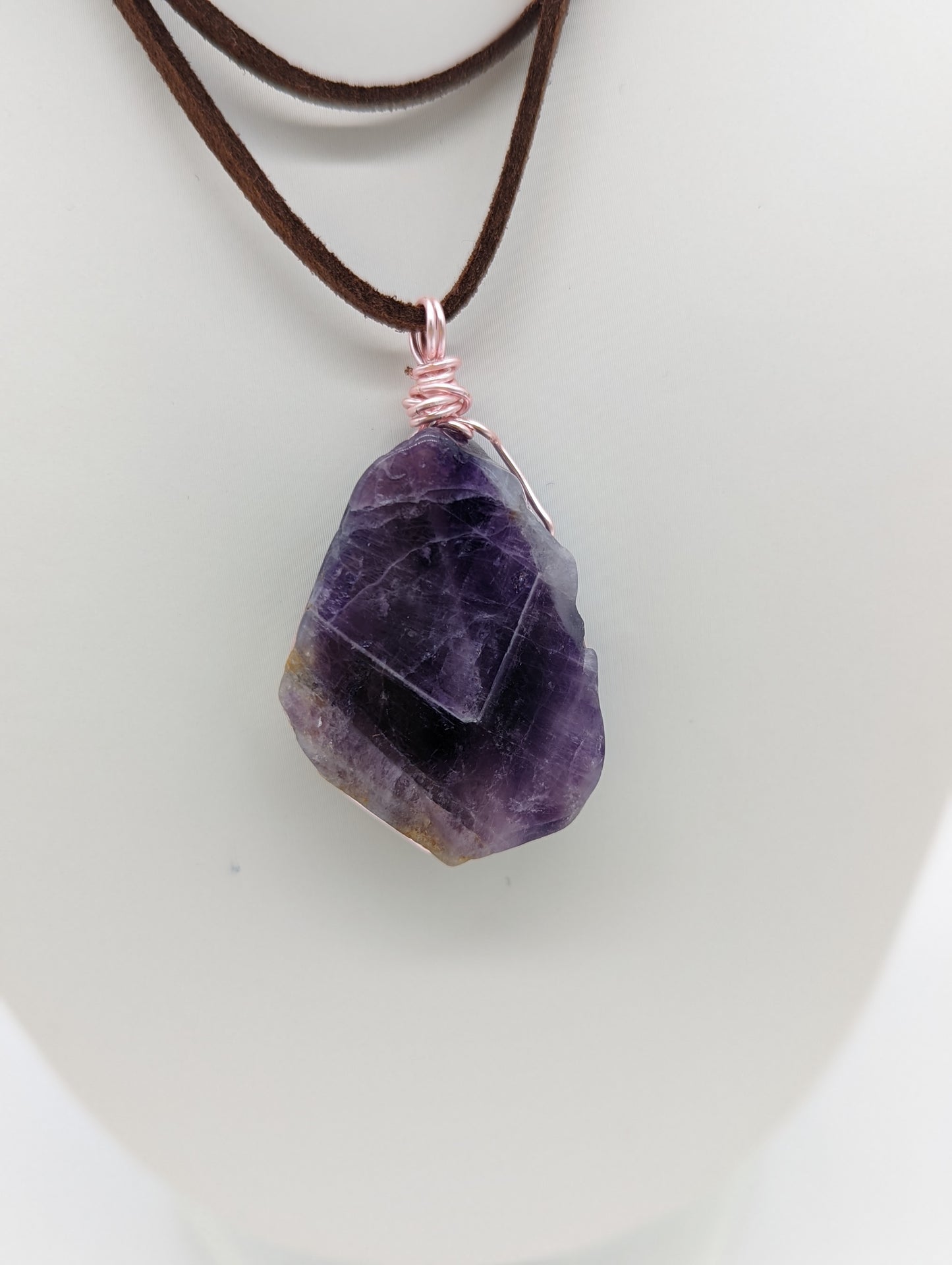 Amethyst Slice Pendant - Wire Wrapped